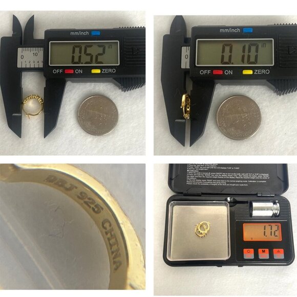 Gold Vermeil Sterling Silver 925 Round Peridot Small Huggie Hoop Earrings - Picture 10 of 16